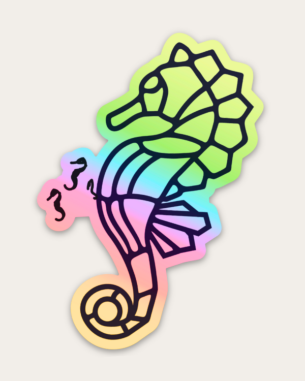 Seahorse Dad Holographic Sticker