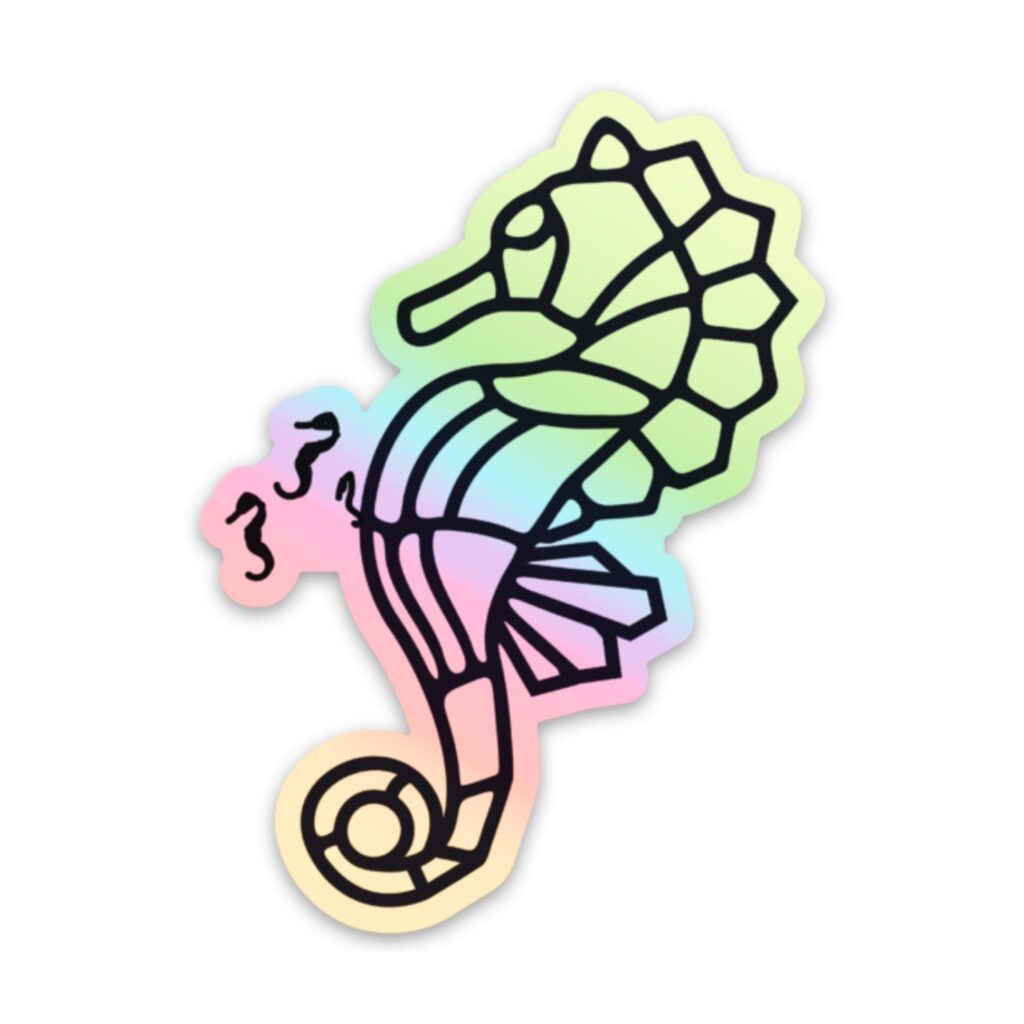 Seahorse Dad Holographic Sticker