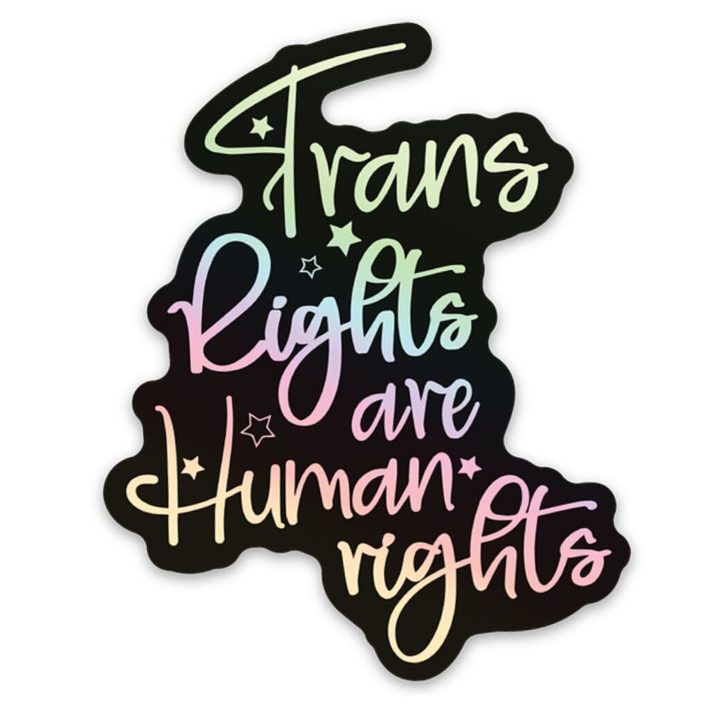 Trans Rights Are Human Rights Holographic Sticker