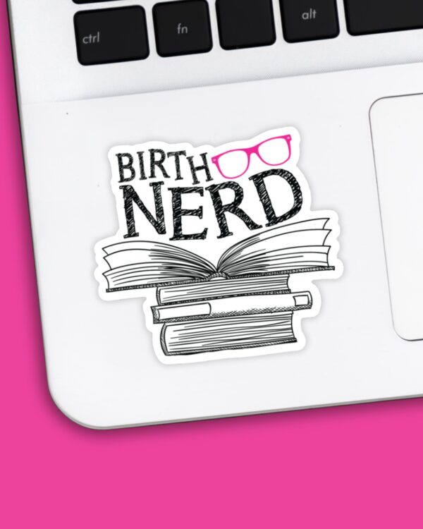Birth Nerd Pink Sticker - Image 2
